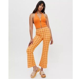Urban outfitters orange plaid kick flare pant